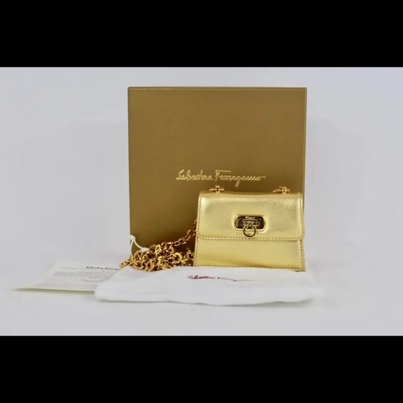 COPY - Salvatore Ferragamo Metallic Gold Bag #99 Of 300 Limited Edition - Picture 1 of 7